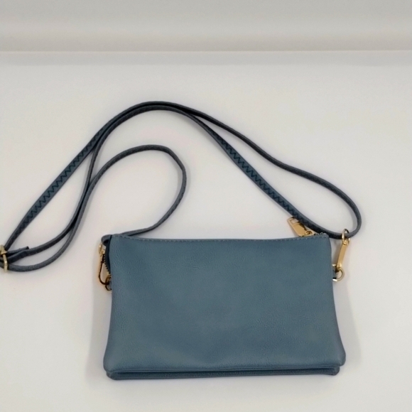 Jen & Co crossbody purse bag blue gold hardware multi pockets Jen&Co adjustable - Picture 1 of 12